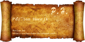 Páles Henrik névjegykártya